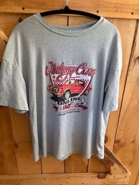 Vintage Gray Tee with NYC Vintage Classic Car Graphic, Small